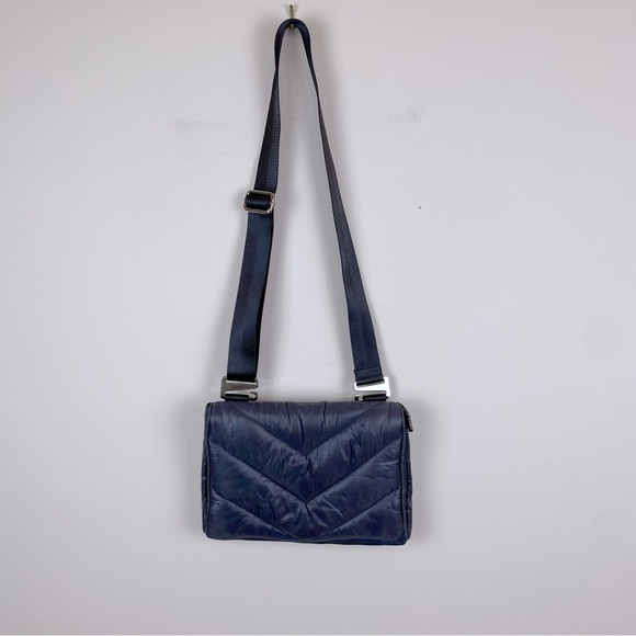 Caraa X Athleta Puffer Grey Satin Lightweight Crossbody Bag - Picture 12 of 12